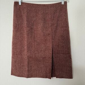 Rafael Women's Wool Silk Blend Red Brown Skirt Size 8